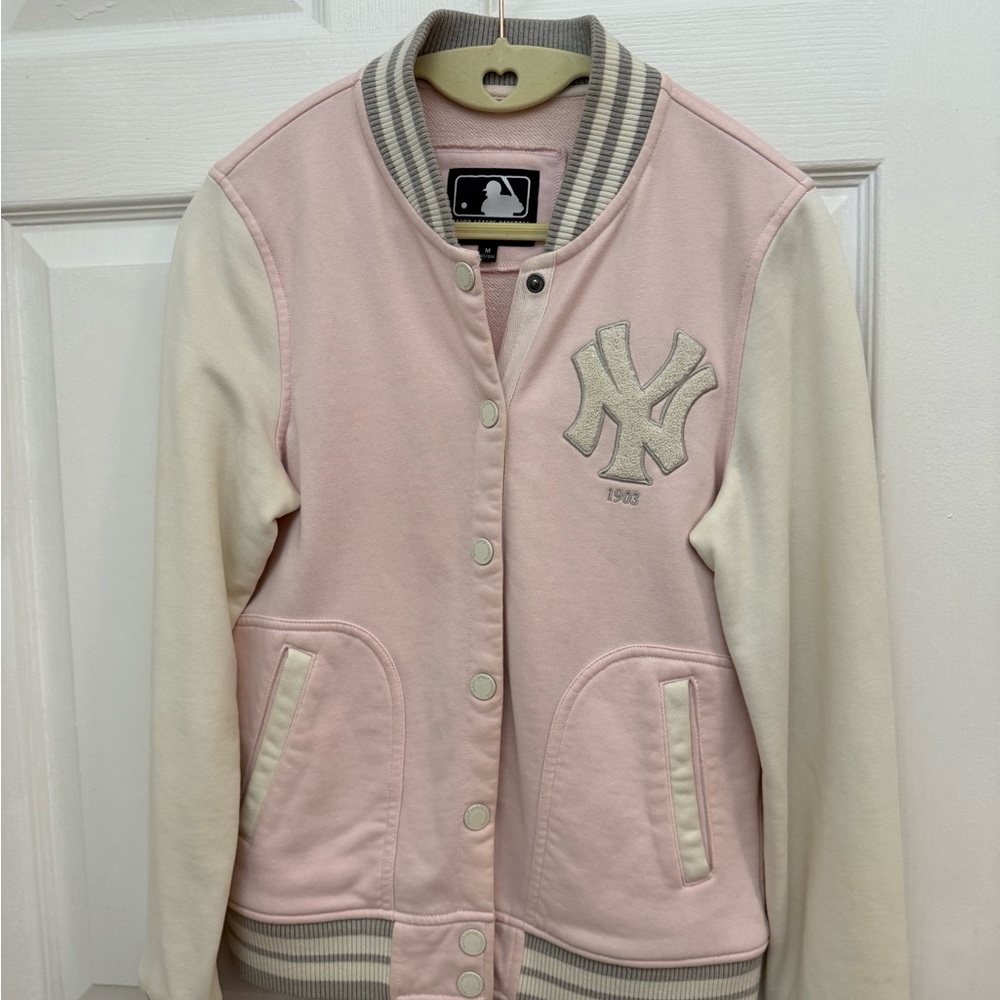 MLB Pink and Cream Varsity Jacket